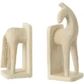 J-Line Boekensteun Paard Modern Resine Beige Set