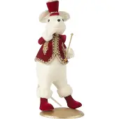 J-Line Muis majorette staand polyfoam/textiel rood/goud