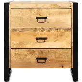 Benoa Mangohout kastje 3 lades Industrieel Design 80 cm - Mangohout en Staal