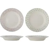 Bloomingville 4x Bloomingville Patrizia Pasta Bord, Groen, Steengoed, Bord, Groen