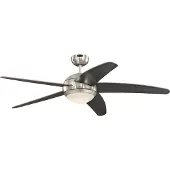 WESTINGHOUSE LED plafondventilator Bendan, chroom/hout, stil dimbaar, hout donker, Woon-/ Eetkamer, Hout, Modern