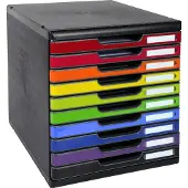 Exacompta MODULO A4-ladebak regenboog, 10 laden gesloten A4/A4+, geruisloos, veiligheidsstop, stapelbaar