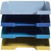 Exacompta BEE BLUE Combo-Midi brievenbakset, 4-delig, voor A4+ formaat, stapelbaar, etikethouder, Blaue Engel, polystyreen, meerkleurig