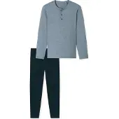 Schiesser Pyjama lang 'Essentials' nachtblauw / duifblauw