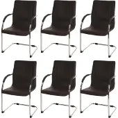 MCW Set van 6 eetkamerstoel Samara, vrijdragende keukenstoel fauteuil stoel, staal ~ bruin