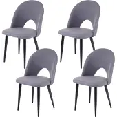 MCW Set van 4 eetkamerstoelen -D73, keukenstoel, stof/textiel ~ donkergrijs