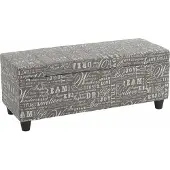 Mendler Opbergkist Kriens, bankje, stof/textiel, 45x114x45cm ~ belettering, grijs