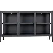 Ebuy24 Brisbane dressoir 3 glazen deuren zwart.