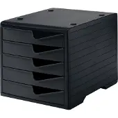 Styro Ladebox styroswing, 5 laden, uittrekstop & verzonken greep, stapelbaar, B 270 x D 340 x H 255 mm, polystyreen, zwart-zwart