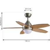 LINDBY plafondventilator Klasika, DC, stil, 106 cm, CCT Klasika, wit / opaal, Woon-/ Eetkamer, metaal