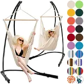 AMANKA xxl Hangstoel met frame Hangstoel voor 2 dubbele hangstoelen Hangstoel Oranje