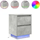 vidaXL Nachtkastjes met LED-verlichting 2 st 38x34x50 cm betongrijs