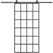 vidaXL Schuifdeur met beslagset 102x205 cm ESG glas zwart