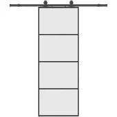 vidaXL Schuifdeur met beslagset 76x205 cm ESG glas zwart