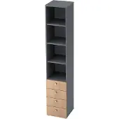 Hammerbacher Combinatiekast TOPAS LINE, 6 dossierhoogtes, legborden + 4 laden, grafiet/eiken