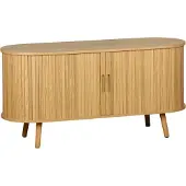 Sweeek Scandinavisch TV meubel met 2 gegroefde schuifdeuren met houteffect, 120cm Naturel