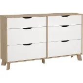 Ebuy24 Ikast kommode 6 lades eiken decor, wit.