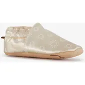 Groot leren babyschoenen met zonnetjes goud maat 21/22
