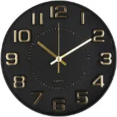 Atmosphera Doris Klok - zwart / goud - 30 cm - wandklok modern