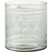 J-Line Windlicht patroon glas transparant/wit large