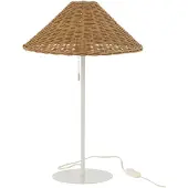 J-Line Tafellamp metaal/rattan wit/naturel