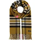 Fraas Sjaal Cashmink Scarf with Plaid Lime Geel Veelkleurig