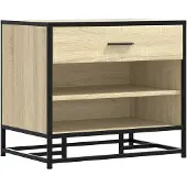 vidaXL Schoenenbank 60x40x53,5 cm bewerkt hout en metaal sonoma eiken