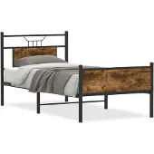 vidaXL Bedframe zonder matras hout gerookt eikenkleurig 75x190 cm