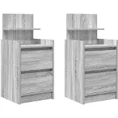 vidaXL Nachtkastjes met 2 lades 2 st 38x34x80 cm grijs sonoma