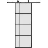 vidaXL Schuifdeur met beslagset 76x205 cm ESG glas zwart