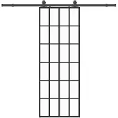 vidaXL Schuifdeur met beslagset 76x205 cm ESG glas zwart