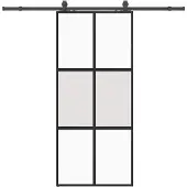 vidaXL Schuifdeur met beslagset 90x205 cm gehard glas zwart