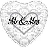 Partyxplosion Folie ballon Mr & Mrs holografisch 18 inch (45cm)