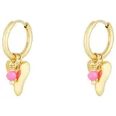 Yehwang hart oorbellen - Goudkleur- roze