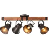Brilliant 4 Lichts Plafondlamp Decca Zwart Met Bruin