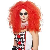 Smiffy Clown Pruik Lang Horror Rood