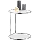 Relaxdays koffietafel rond - 45 cm - metalen frame - glas - woonkamer - zilver