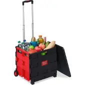 Relaxdays Hulp bij het winkelen, Winkelwagen, Rood