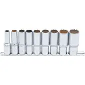 Bgs Steckschlüssel-Einsatz-Satz Zwölfkant, tief | Antrieb Innenvierkant 12,5 mm (1/2") | SW 10 - 24 m...