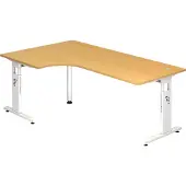 Hjh OFFICE PRO MEGA 82 W - Hout C Voet zilver 200 x 120 Tafelhoogte I In hoogte verstelbaar Beuken/Wit