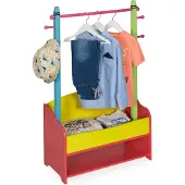 Relaxdays kledingrek kinderen - 4 haken - 2 planken - 100,5 x 71 x 30 cm - kapstok