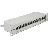 DeLOCK 10 inch patch panel | 12x RJ45 | CAT6a | STP | 1U | grijs