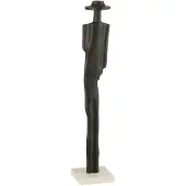 J-Line Figuur persoon aluminium/marmer zwart/wit small