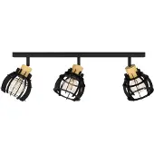 Eglo 3-lichts plafondlamp Stillington 1 zwart met hout