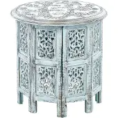 Beliani BORAI - Bijzettafel - Lichtblauw - Mangohout