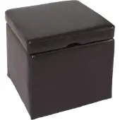 MCW Kruk Zitkubus Opbergdoos Onex, met deksel, leer + kunstleer, 45x44x44cm MVG ~ bruin