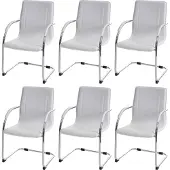 Mendler Set van 6 eetkamerstoel Samara, vrijdragende keukenstoel fauteuil stoel, staal ~ wit