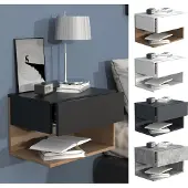 Hioshop UsalXL45 nachtkastje wandmontage 1 lade 1 plank antraciet.