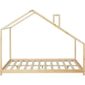 En.casa Kinderbed Siuntio huisbed met bedbodem 140x200 cm naturel []