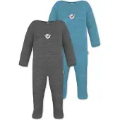 Normani Rompertje/body 'Levin' blauw / grijs / karmijnrood